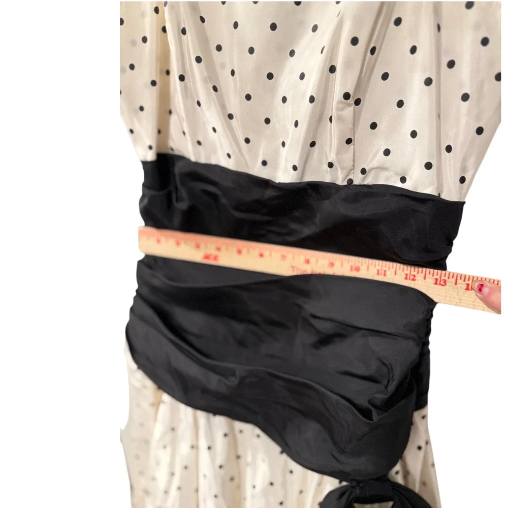 Polka Dot Taffeta Cocktail Dress 4 Vintage 80s/90s Holiday Party Black White y2k